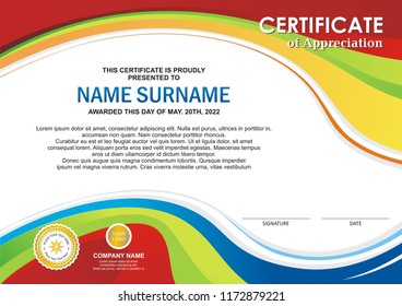 Colorful Certificate or Diploma with stylish wave design, simple, elegant and trendy design