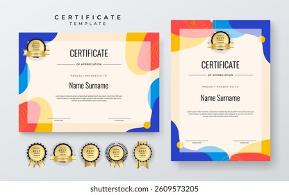 Colorful Certificate Template with Geometric Design Elements