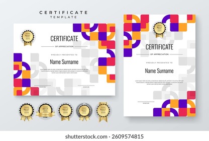 Colorful Certificate Template with Geometric Design Elements