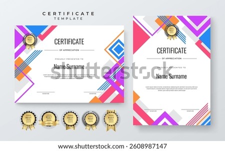 Colorful Certificate Template with Geometric Design Elements