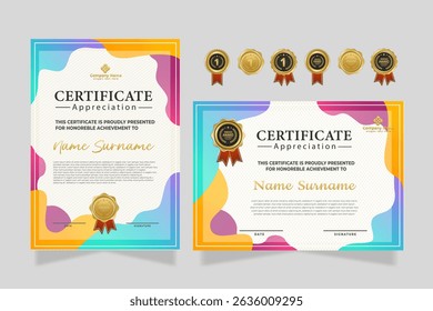 Colorful Certificate Template With Modern Design. Elegant certificate template
geometric shapes with a colorful and modern design. Perfcet for professional or educational recognition needs