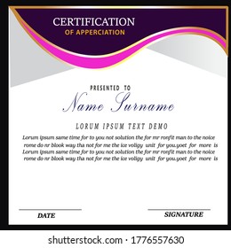 colorful certificate vector design template.