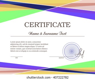 Colorful certificate. Vector illustration. Grouped for easy editing.