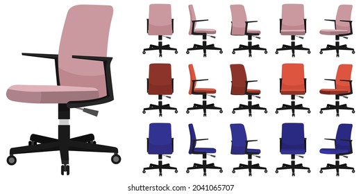 Colorful chair set with different poses