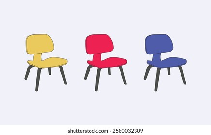 Colorful chair set illustration for use.