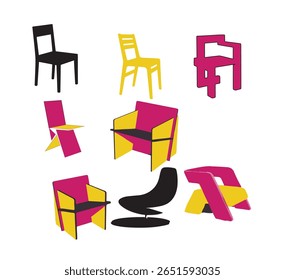 colorful chair and table vector.