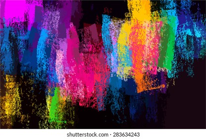 Colorful chalk brush strokes background. Vector version