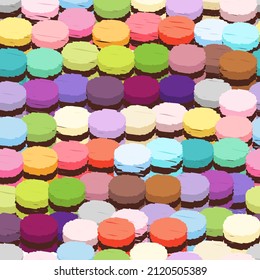 Colorful chalk Macaroons, seamless pattern background. Vector illustration.