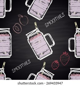 Colorful chalk painted seamless pattern of glass with smoothie.