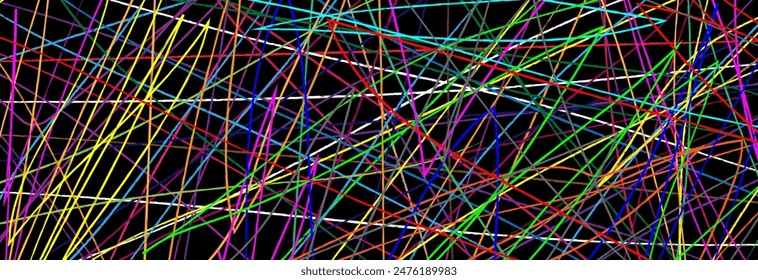 Colorful chalk vector lines. Multicolored pattern drawn by hand.