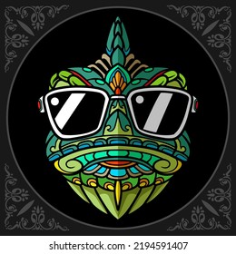 Colorful chameleon head isolated on black background