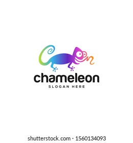 colorful chameleon logo design vector