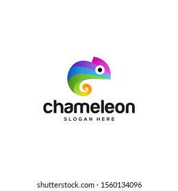 colorful chameleon logo design vector