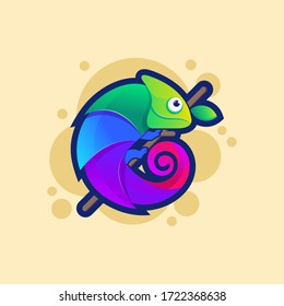 Colorful chameleon logo design vector illustration