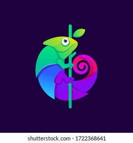 Colorful chameleon logo design vector illustration