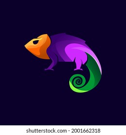 Colorful chameleon logo design vector