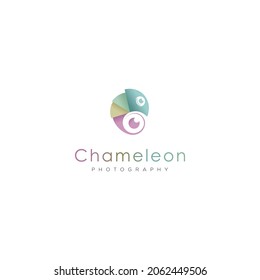 colorful chameleon logo design vector