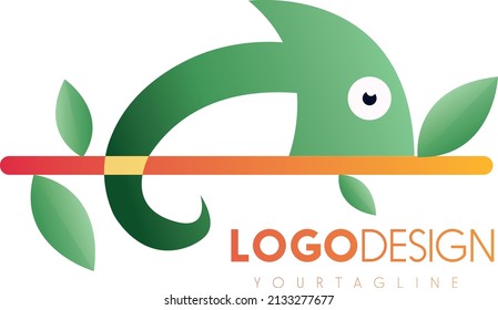 colorful chameleon logo design vector
