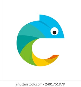 colorful chameleon logo design vector