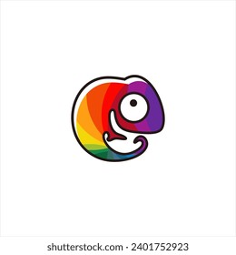 colorful chameleon logo design vector