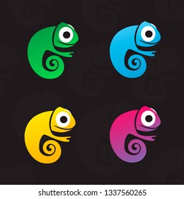  Colorful  chameleon Logo. Vector logo for children club - Vector Illustration.