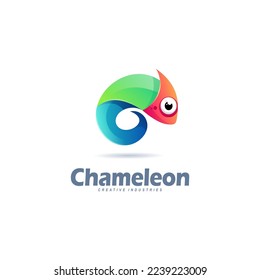 Colorful chameleon logo vector. Modern icon concept