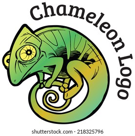 Colorful chameleon vector logo template 