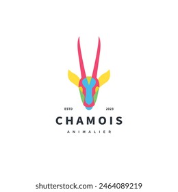 colorful chamois head vector logo design illustration