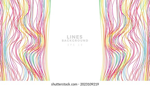 Colorful chaotic lines background. Hand drawn lines. Tangled chaotic pattern. Vector illustration.