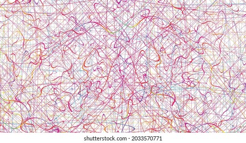Colorful chaotic lines background. Hand drawn lines. Tangled chaotic pattern. Vector illustration.