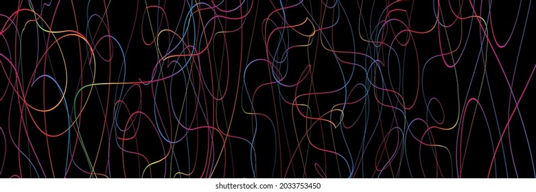 Colorful chaotic lines background. Hand drawn lines. Tangled chaotic pattern. Vector illustration.