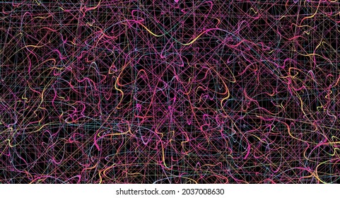 Colorful chaotic lines background. Hand drawn lines. Tangled chaotic pattern. Vector illustration.