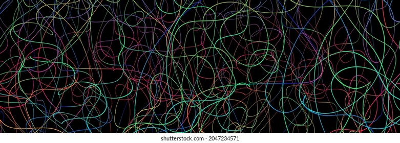 Colorful chaotic lines background. Hand drawn lines. Tangled chaotic pattern. Vector illustration.