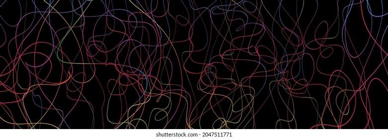 Colorful chaotic lines background. Hand drawn lines. Tangled chaotic pattern. Vector illustration.
