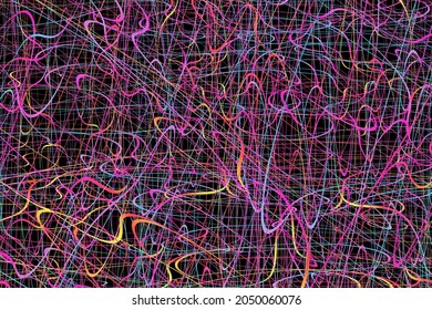 Colorful chaotic lines background. Hand drawn lines. Tangled chaotic pattern. Vector illustration.