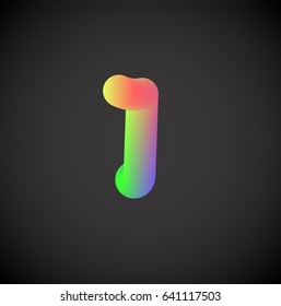 Colorful character from a rainbow font set, vector illustration