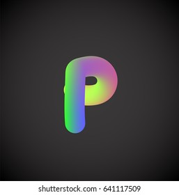 Colorful character from a rainbow font set, vector illustration
