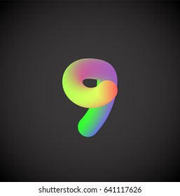 Colorful character from a rainbow font set, vector illustration