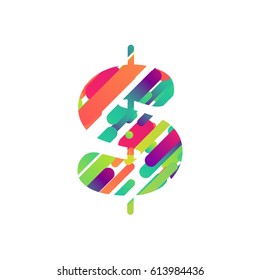 Colorful character from a typeface, vector illustration