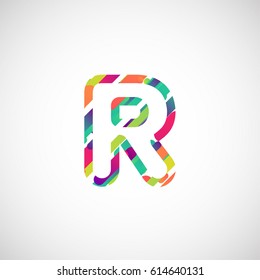Colorful character from a typeface, vector illustration