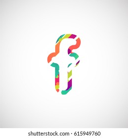Colorful character from a typeface, vector illustration