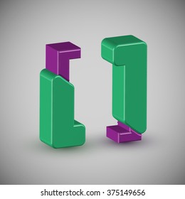 Colorful character from a typeset, vector