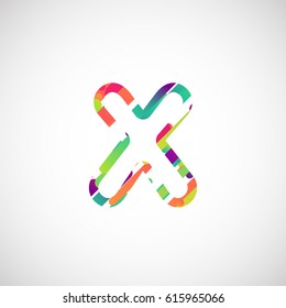 Colorful character from a typeset, vector illustration