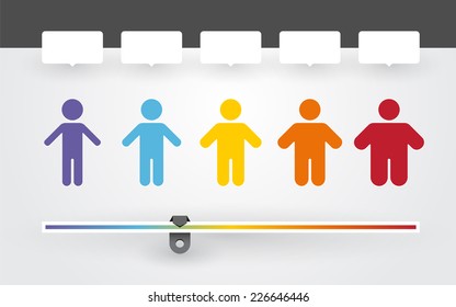 colorful characters with different weight and BMI indicator