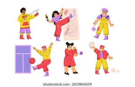 Colorful Characters Working Together on a Variety of Creative Activities and Projects