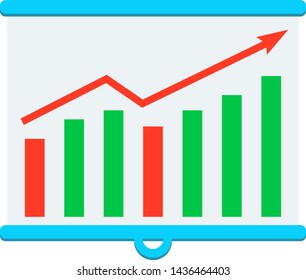 Colorful chart board with bar graphic isolated on white background. Vector flat icon.