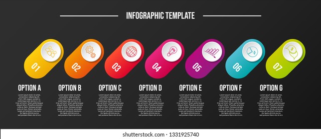 Colorful chart with business symbols - infographic template. Vector