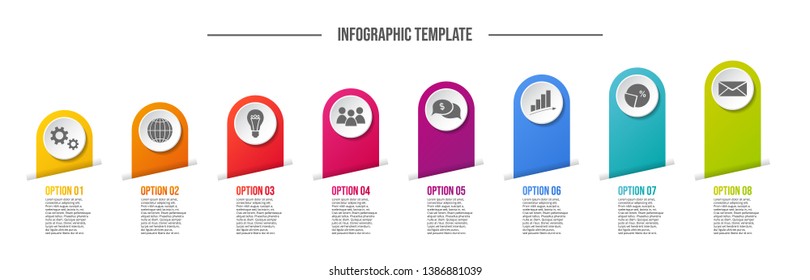 Colorful chart with business symbols - infographic template. Vector