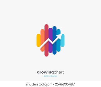 Colorful chart with growing success business logo