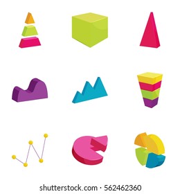 Colorful chart icons set. Cartoon illustration of 9 colorful chart vector icons for web